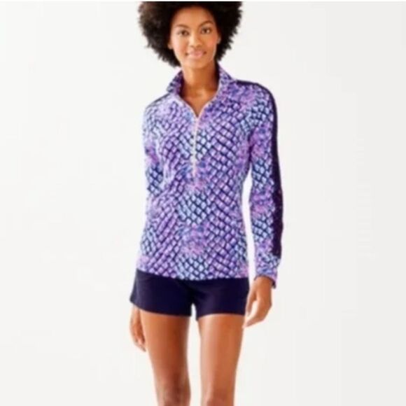 Lilly Pulitzer Skipper Royal Purple Popover 1/2 Zip Sweatshirt Top - Picture 2 of 10